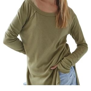 Free People Snowy long-sleeve Thermal Top in Moss Green Size XSmall